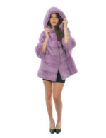 Long sleeve cloak wisteria purple 48-56 with pair of full leather sleeve and horizontal hood - Image 4