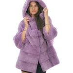 Long sleeve cloak wisteria purple 48-56 with pair of full leather sleeve and horizontal hood