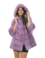 Long sleeve cloak wisteria purple 48-56 with pair of full leather sleeve and horizontal hood