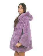 Long sleeve cloak wisteria purple 48-56 with pair of full leather sleeve and horizontal hood - Image 3