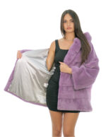 Long sleeve cloak wisteria purple 48-56 with pair of full leather sleeve and horizontal hood - Image 6