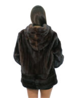 Mahogany coat in mink fur 52 hood lined mink skins double horizontal and vertical processing - Image 5