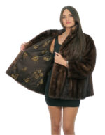 Full skin mink fur jacket demi buff 48 Korean collar long sleeve closure hooks - Image 6