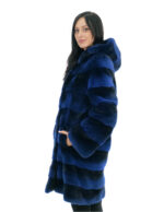 Schwarzer 46 Mantel aus rauchblauem Nerzpelz mit Kordelzug in der Taille und gefütterter Nerzfelle – Bild 3