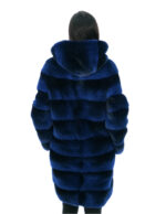 Schwarzer 46 Mantel aus rauchblauem Nerzpelz mit Kordelzug in der Taille und gefütterter Nerzfelle – Bild 5