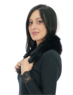 Colletto in pelliccia di volpe nero lungo 58 centimetri e alto 12 centimetri con fodera nera trapuntata