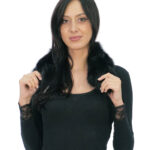 Schwarzer Fuchsfellkragen 58 Zentimeter lang und 12 Zentimeter hoch mit schwarzem Steppfutter