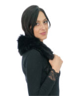 Colletto in pelliccia di volpe nero lungo 58 centimetri e alto 12 centimetri con fodera nera trapuntata