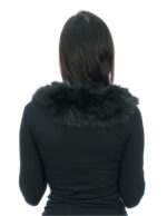 Colletto in pelliccia di volpe nero lungo 58 centimetri e alto 12 centimetri con fodera nera trapuntata