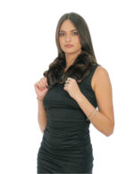 Круглый коричневый меховой воротник из лепестков рекса длиной 60 см на пуговицах внутри — изображение 3