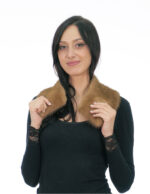 Colletto tondo in pelliccia di visone gold lungo 64 centimetri alto 12 con bottoncini clips
