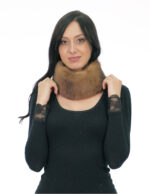 Headband and neck warmer in gold mink fur with 12 cm high elastic closure - Image 2