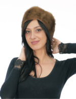 Headband and neck warmer in gold mink fur with 12 cm high elastic closure
