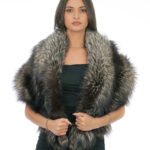 Large two-band stole with carrying in silver fox fur 140 cm long and 36 cm high