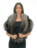 Large two-band stole with carrying in silver fox fur 140 cm long and 36 cm high