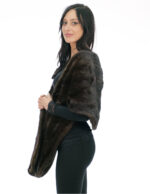 Große Stola aus Vollhaut-Nerzfell, 200 cm lang und 42 cm breit, mit Korallen auf dem Futter – Bild 2