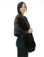 Große Stola aus Vollhaut-Nerzfell, 200 cm lang und 42 cm breit, mit Korallen auf dem Futter – Bild 3