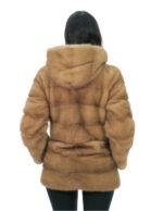 Cappottino pelliccia visone redglow sottocosto 40 manica lunga cappuccio chiusura ganci tasche esterne