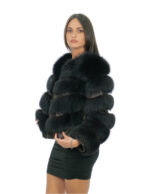 Bomber jacket in fox fur 42 brown zip closure long sleeves external pockets 52cm high - Image 3