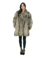 Coat 86cm silver fox gray 54 vertical whole skins long sleeve and hooks closure - Image 4