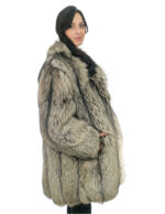 Coat 86cm silver fox gray 54 vertical whole skins long sleeve and hooks closure - Image 3
