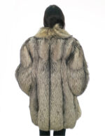 Coat 86cm silver fox gray 54 vertical whole skins long sleeve and hooks closure - Image 5