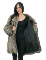 Coat 86cm silver fox gray 54 vertical whole skins long sleeve and hooks closure - Image 6