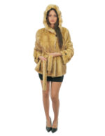 Gold 44 mink fur coat with full leather outer leather belt - Image 4
