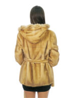 Gold 44 mink fur coat with full leather outer leather belt - Image 5