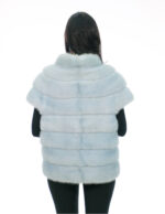 Horizontal mink vest fur 44 light blue hooks closure black lining pistagna collar - Image 5