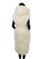 Optical white fox hood 44 vest with leather outer belt and fox leather lined hood - Image 5