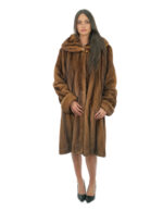 Long coat in demi fur carried 46 with large Italian collar and long sleeves with cuff - Image 4