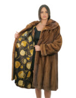 Long coat in demi fur carried 46 with large Italian collar and long sleeves with cuff - Image 6
