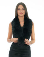 Collo a punta lungo 120 centimetri in pelliccia di volpe nero con fodera di colore nero