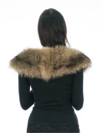 Brown gradient natural fox fur collar with pointed shape and brown lining - Image 4