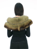 Green stole with brown shade with two fox fur bands with ribbons closure - Image 4