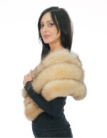 Stola in colore rosa con gancio di chiusura 3 fasce stola grande con fodera beige lunga 136 centimetri