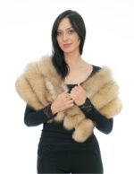 Stola in colore rosa con gancio di chiusura 3 fasce stola grande con fodera beige lunga 136 centimetri