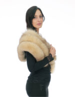 Stola in colore rosa con gancio di chiusura 3 fasce stola grande con fodera beige lunga 136 centimetri