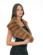 Mink fur collar vertical with straps 130 demi gold long 20cm high brown lining - Image 2