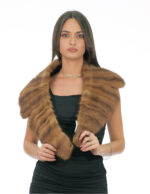 Mink fur collar vertical with straps 130 demi gold long 20cm high brown lining