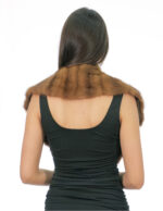 Mink fur collar vertical with straps 130 demi gold long 20cm high brown lining - Image 4