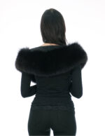 Schwarzer Fuchspelzkragen, 136 cm lang, spitz zulaufend 20 cm hoch, schwarzes Innenfutter – Bild 4