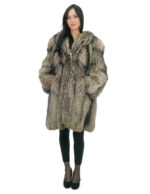 Second life fox coat 94 cm long size 52 silver gray with long sleeves and hook closure - Image 4