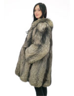 Second life fox coat 94 cm long size 52 silver gray with long sleeves and hook closure - Image 2