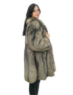 Second life fox coat 94 cm long size 52 silver gray with long sleeves and hook closure - Image 3