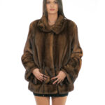 Fur braschi sottocosto demi jacket 42 pistagna collar full and horizontal side slits drawstring waist