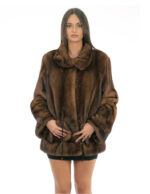 Pelliccia braschi sottocosto demi giacca 42 collo pistagna spacchi laterali intera e orizzontale coulisse vita