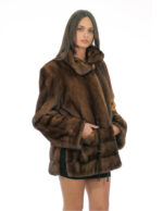 Pelliccia braschi sottocosto demi giacca 42 collo pistagna spacchi laterali intera e orizzontale coulisse vita