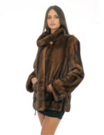 Pelliccia braschi sottocosto demi giacca 42 collo pistagna spacchi laterali intera e orizzontale coulisse vita